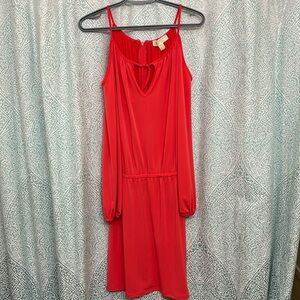 NWT Women’s Michael Kors Medium Cold Shoulder Coral Summer Dress